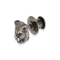 Gucci Silver Tone Feline Head Lapel Pin