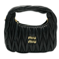 Miu Miu Black Matelassé Nappa Mini Wander Hobo Bag