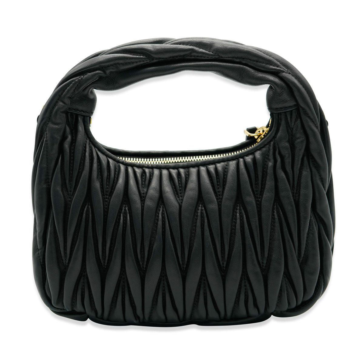 Miu Miu Black Matelassé Nappa Mini Wander Hobo Bag