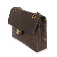 Chanel Vintage Brown Lambskin 24k CC Flap Bag