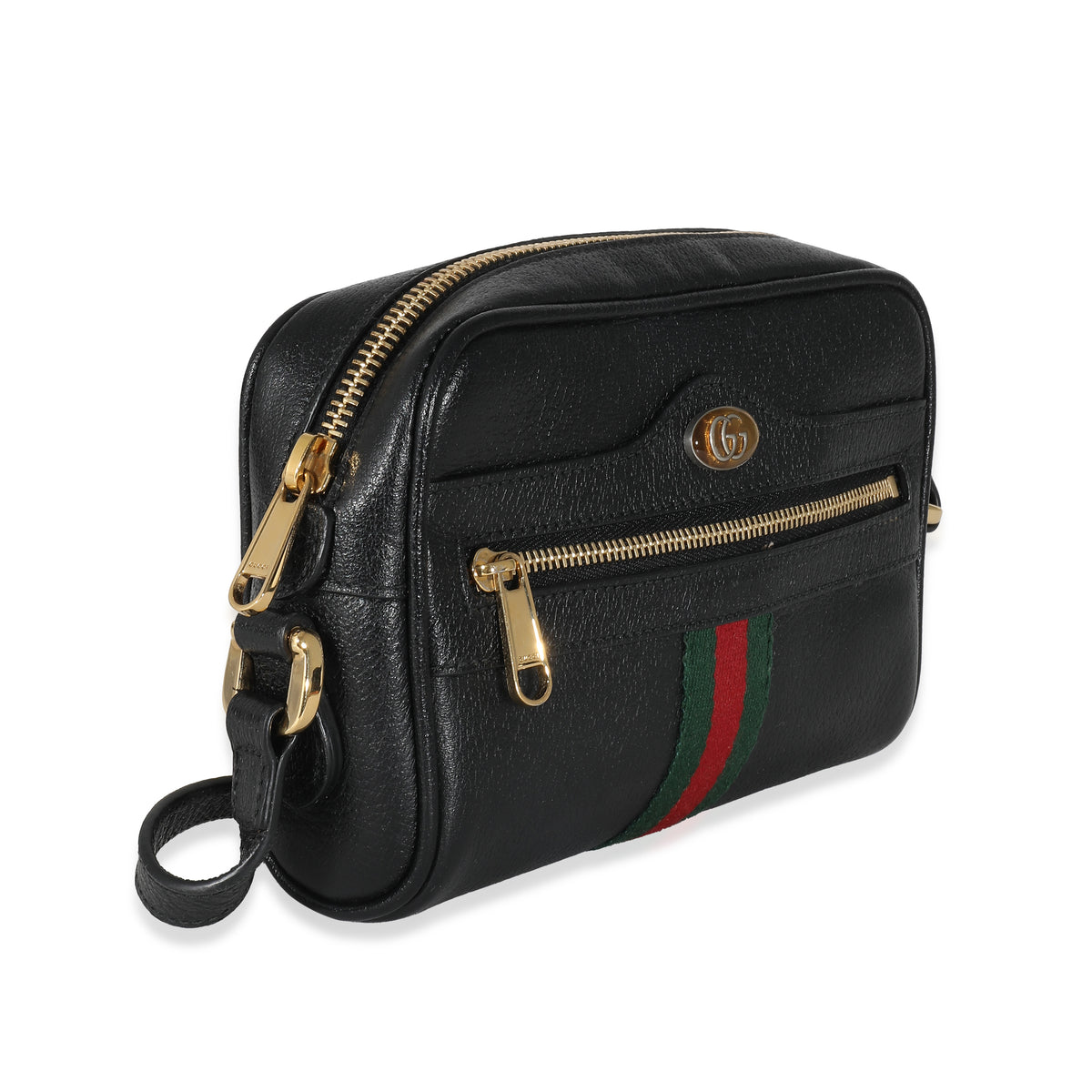 Gucci Black Leather Mini Web Ophidia Bag