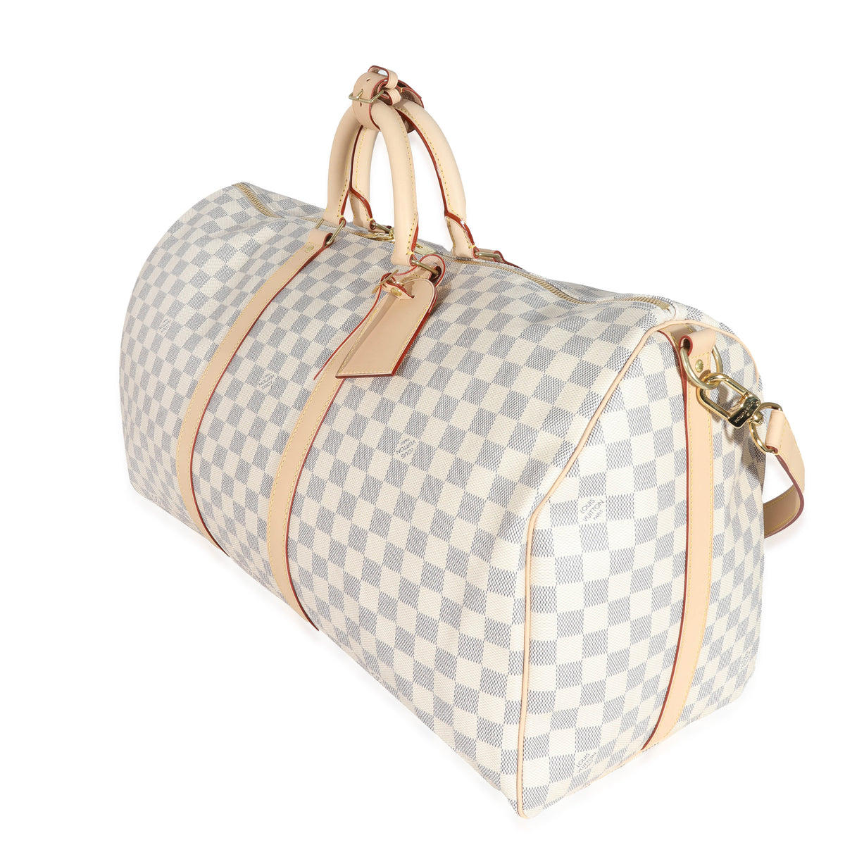  Louis Vuitton, Pre-Loved Damier Azur Keepall Bandouliere 55,  White : Clothing, Shoes & Jewelry