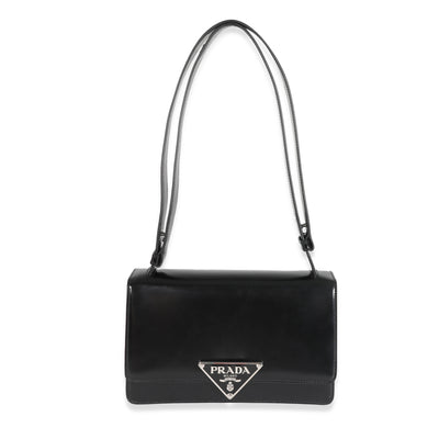 Prada Black Brushed Spazzolato Emblème Flap Bag