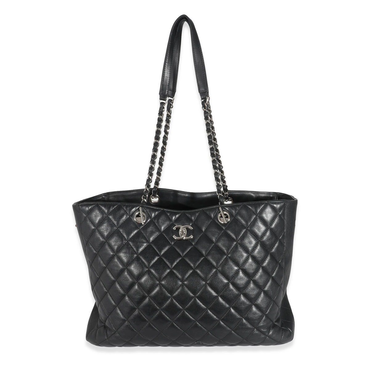 Chanel Black Lambskin Classic Timeless Shopping Tote