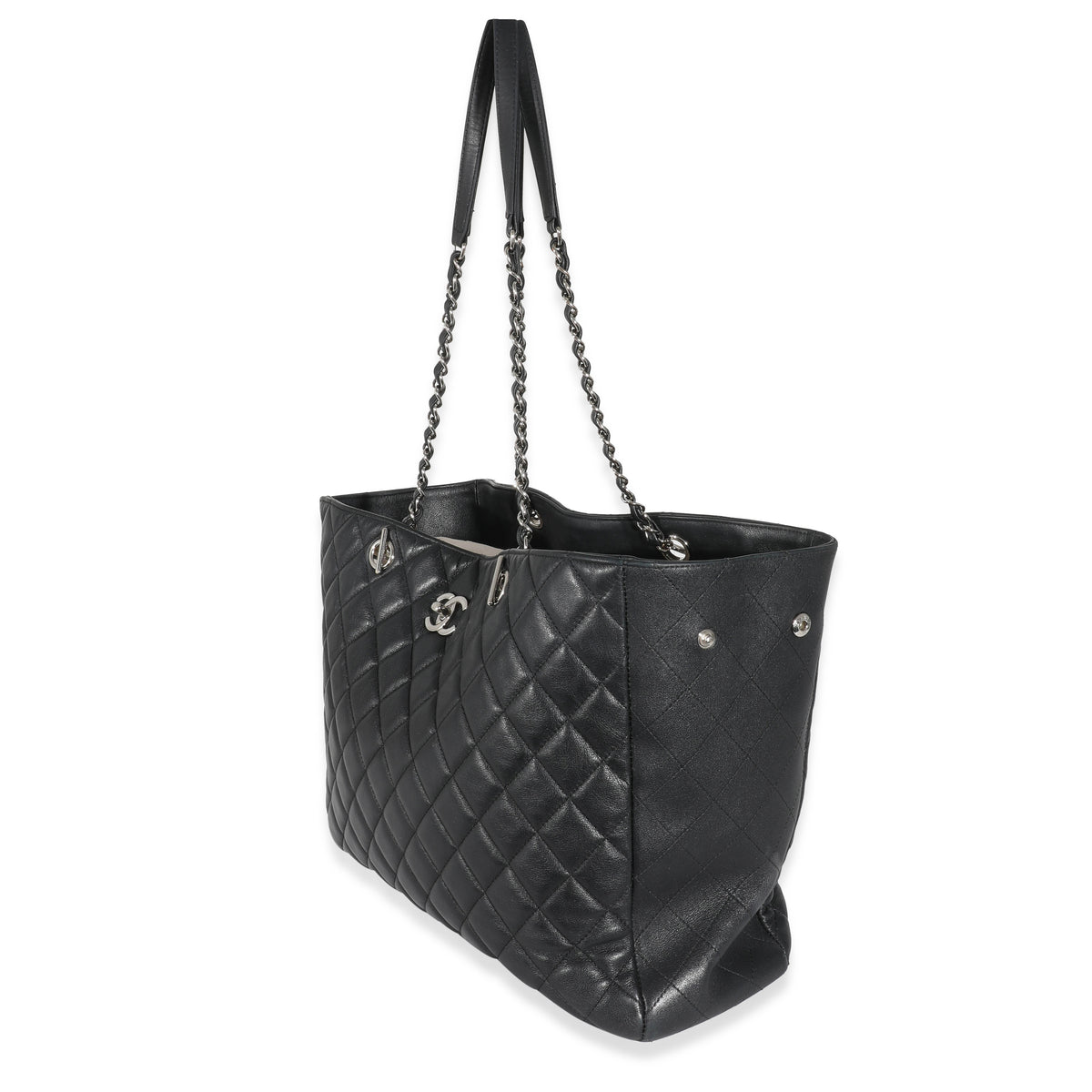 Chanel Black Lambskin Classic Timeless Shopping Tote