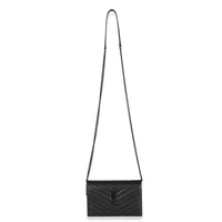 Saint Laurent Black Grain De Poudre Envelope Chain Wallet