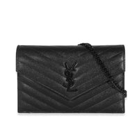 Saint Laurent Black Grain De Poudre Envelope Chain Wallet