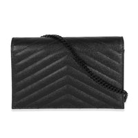 Saint Laurent Black Grain De Poudre Envelope Chain Wallet