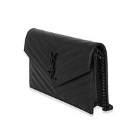 Saint Laurent Black Grain De Poudre Envelope Chain Wallet