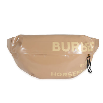 Burberry Beige Coated Canvas Horseferry Sonny XL Bum Bag