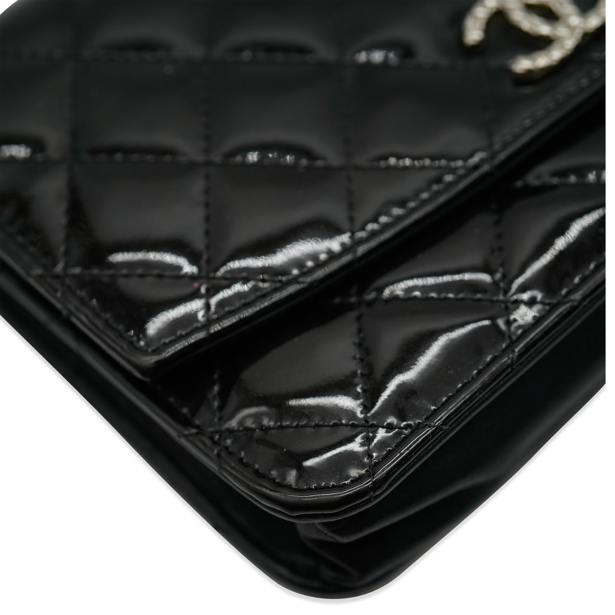 Chanel Black Patent Brilliant Wallet On Chain