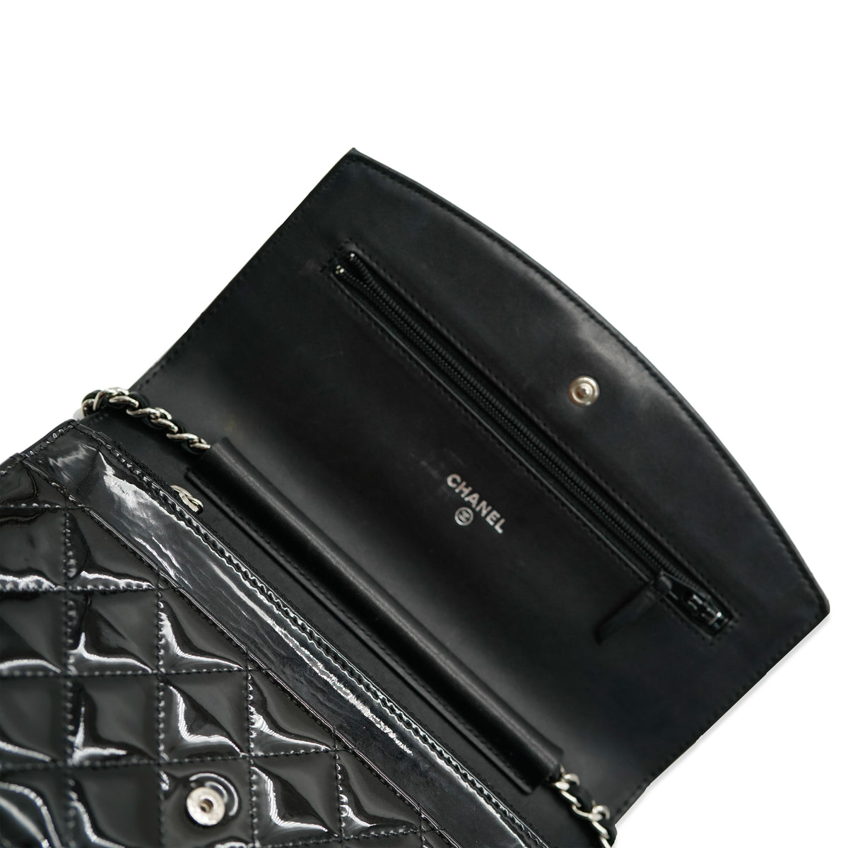 Chanel Black Patent Brilliant Wallet On Chain