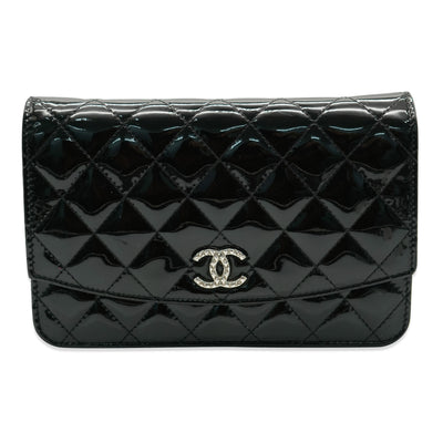 Chanel Black Patent Brilliant Wallet On Chain