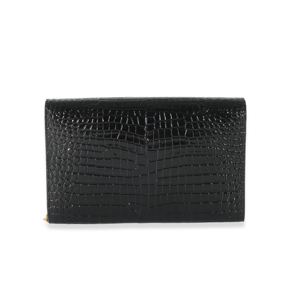 UPTOWN chain wallet in crocodile-embossed shiny leather