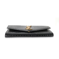 Saint Laurent Black Croc Embossed Uptown Envelope Chain Wallet