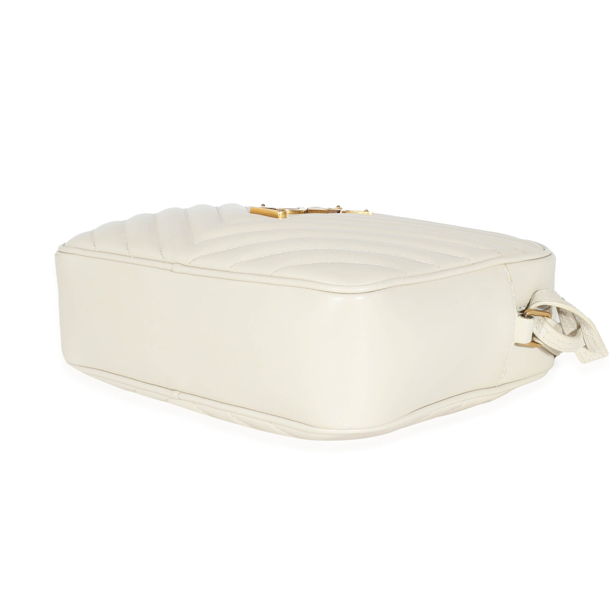 New Saint Laurent Calfskin Matelasse Monogram Lou Camera Bag in Off White Cream