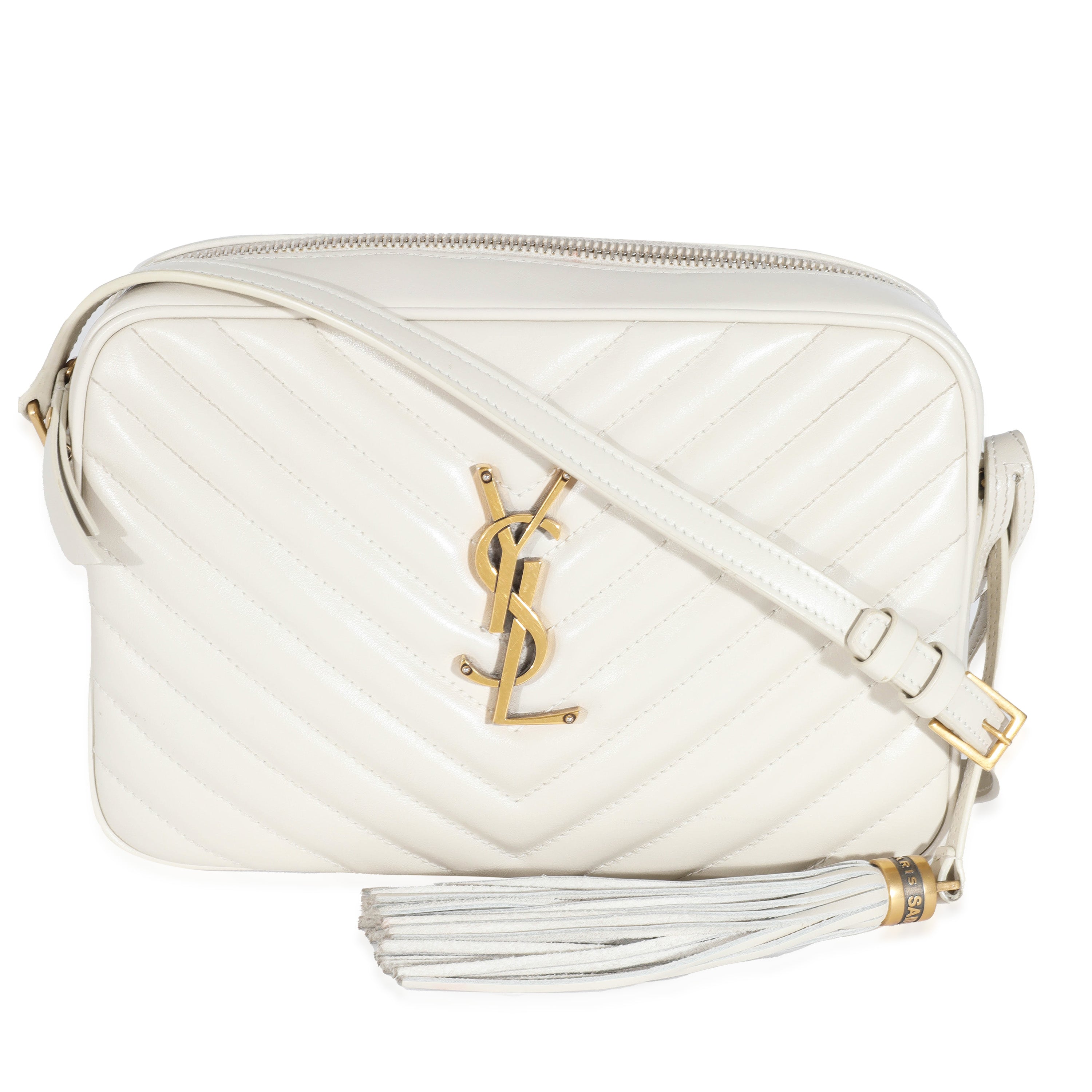 Saint Laurent Lou Camera Bag Quilted Blanc Vintage in Calfskin