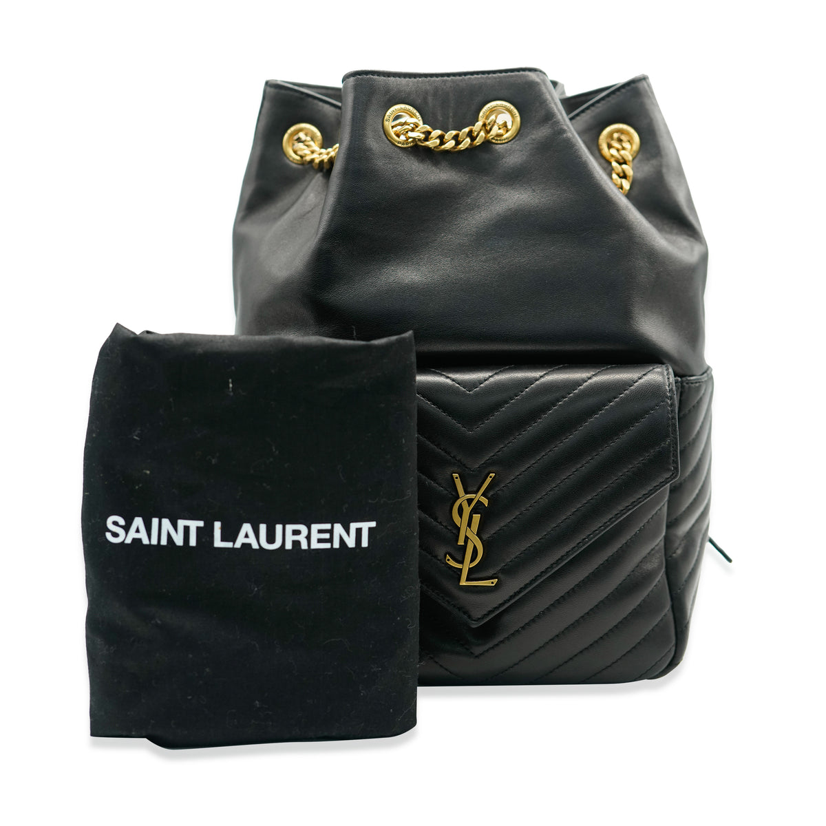 Saint Laurent Black Lambskin Matelasse Monogram Joe Backpack