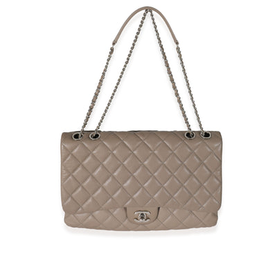 Chanel Grey Lambskin Large Chanel 3 Flap Bag