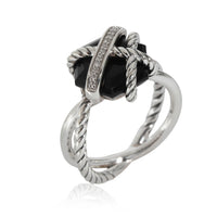 David Yurman Cable Wrap Onyx & Diamond Ring in  Sterling Silver 0.03 CTW