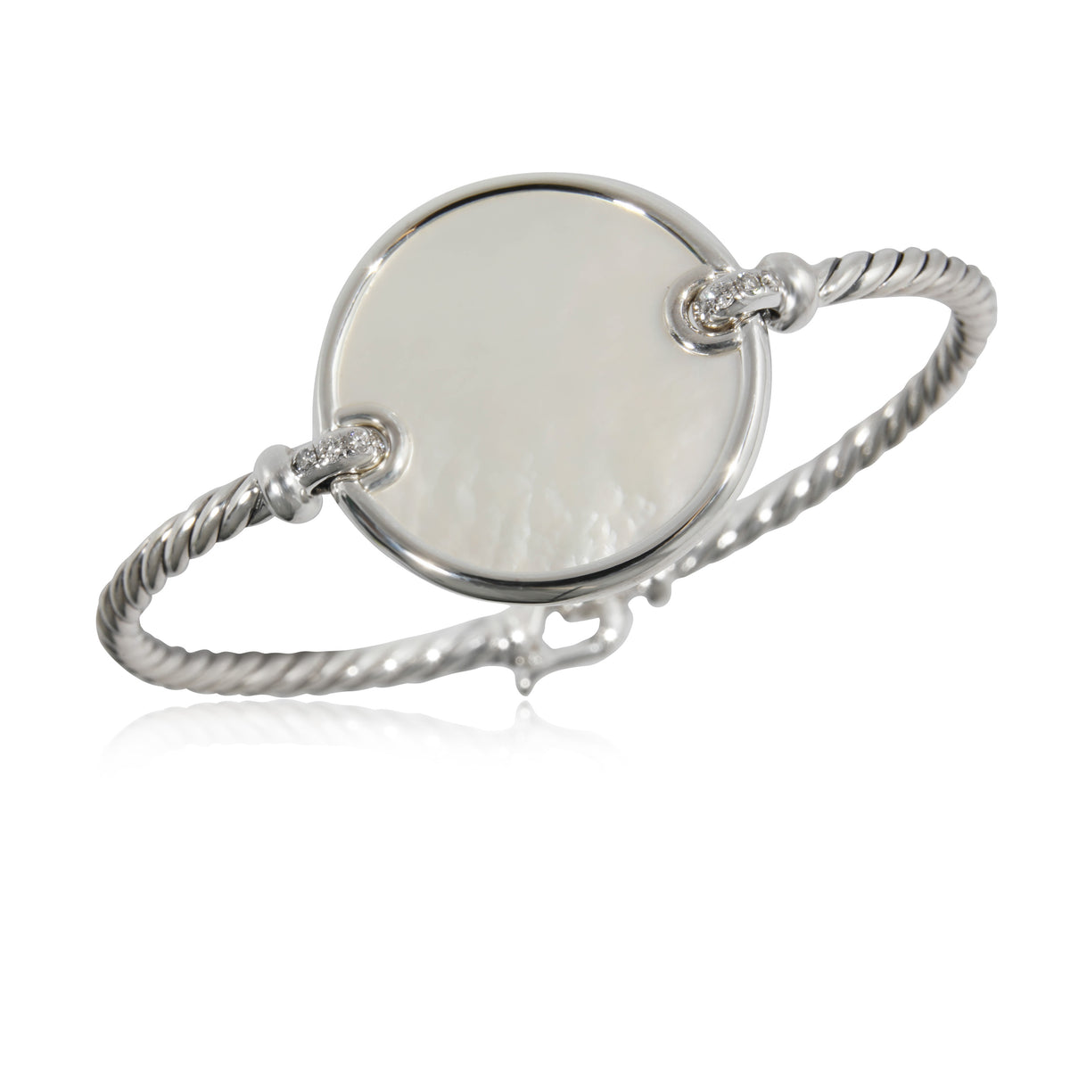 David Yurman Elements Mother of Pearl & Diamond Bracelet in Silver 0.07 CTW