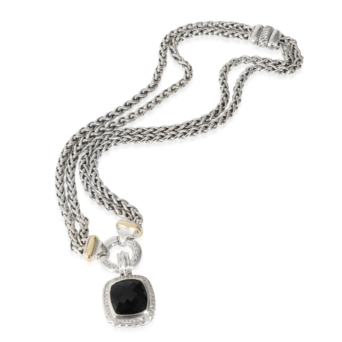 David Yurman Albion Onyx Necklace in Yellow Gold/Sterling Silver 0.27