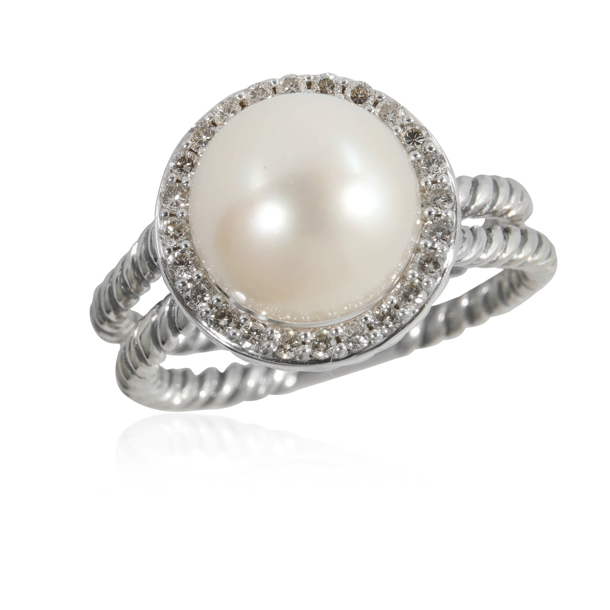 David Yurman Cable Collection Pearl Ring in  Sterling Silver 0.2 CTW