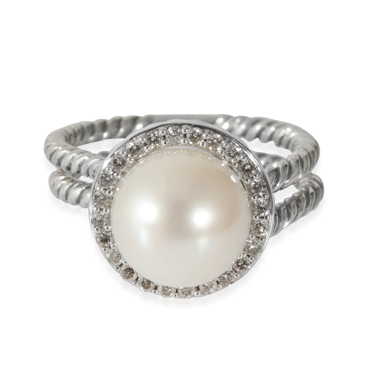 David Yurman Cable Collection Pearl Ring in  Sterling Silver 0.2 CTW