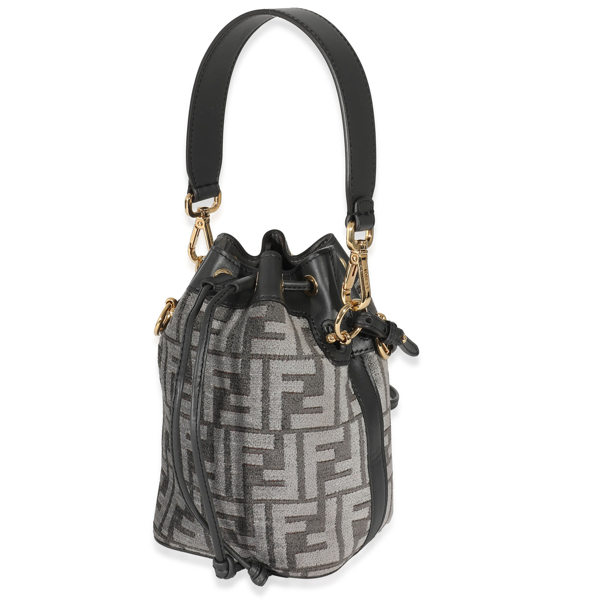 Fendi Mon Tresor Mini FF Tapestry & Leather Bucket Bag