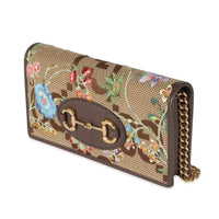 Gucci Monogram Jumbo GG Embroidered Horsebit 1955 Wallet On Chain