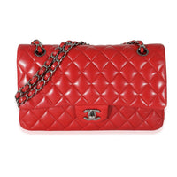 Chanel Red Lambskin Medium Classic Double Flap Bag