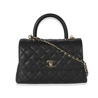 Chanel 22A Black Caviar Small Coco Top Handle Flap Bag