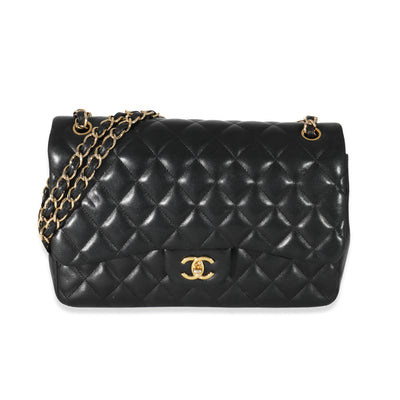 Chanel Black Quilted Lambskin Jumbo Classic Double Flap Bag