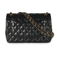 Chanel Black Quilted Lambskin Jumbo Classic Double Flap Bag