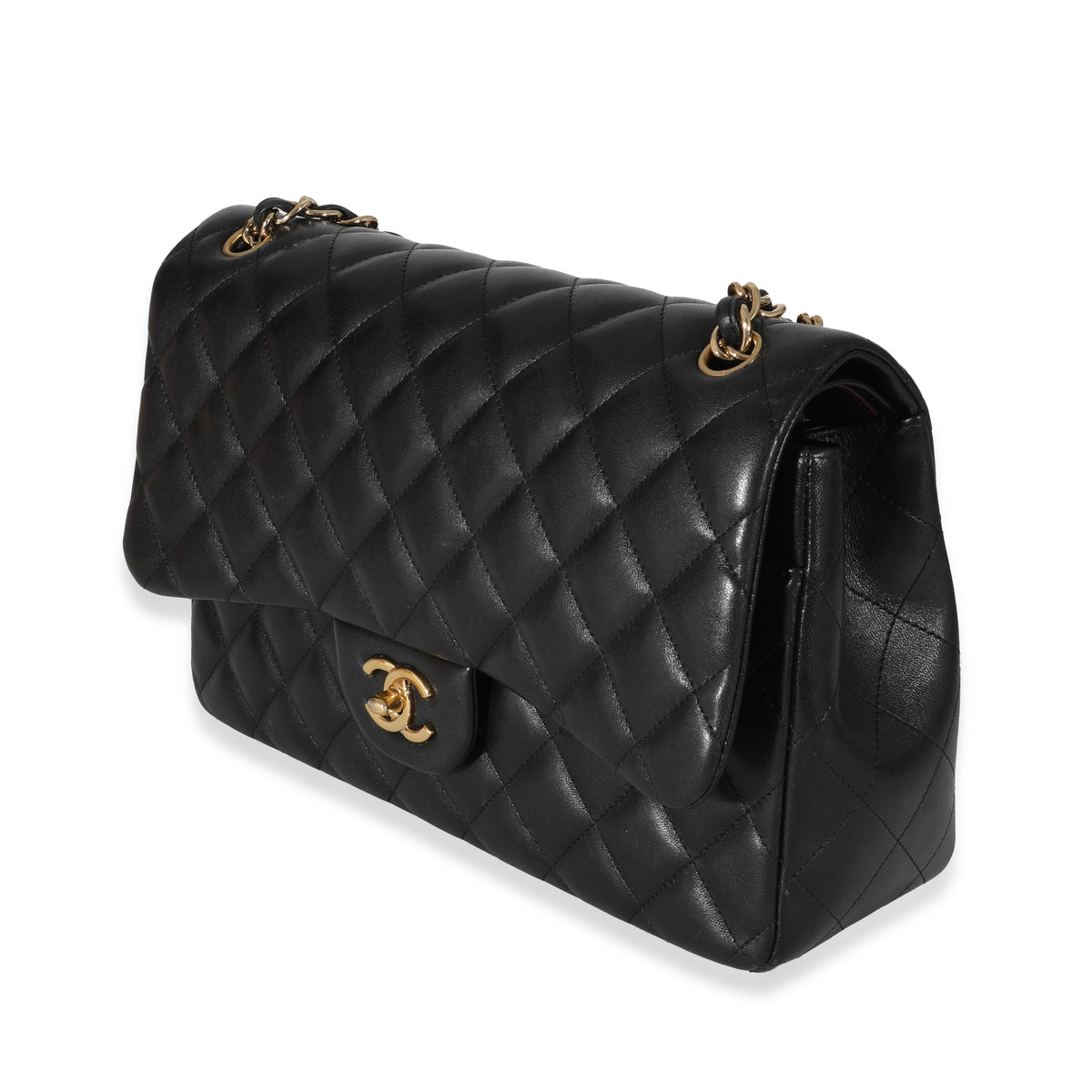 Chanel Black Quilted Lambskin Jumbo Classic Double Flap Bag