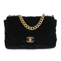 Chanel Black Corduroy Large Chanel 19 Flap Bag