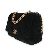 Chanel Black Corduroy Large Chanel 19 Flap Bag