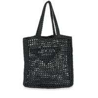 Prada Natural Black Raffia Logo Tote