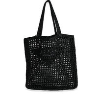 Prada Natural Black Raffia Logo Tote