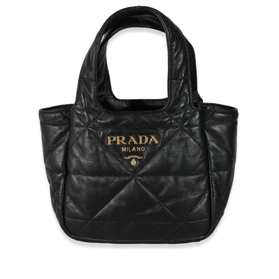 Prada Black Nappa Leather Small Topstitch Tote