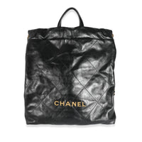 CHANEL Shiny Calfskin Quilted Chanel 22 Backpack White Black 1272118