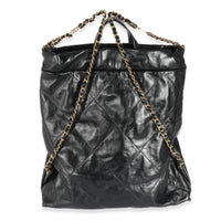 Chanel Black Shiny Quilted Calfskin Chanel 22 Backpack