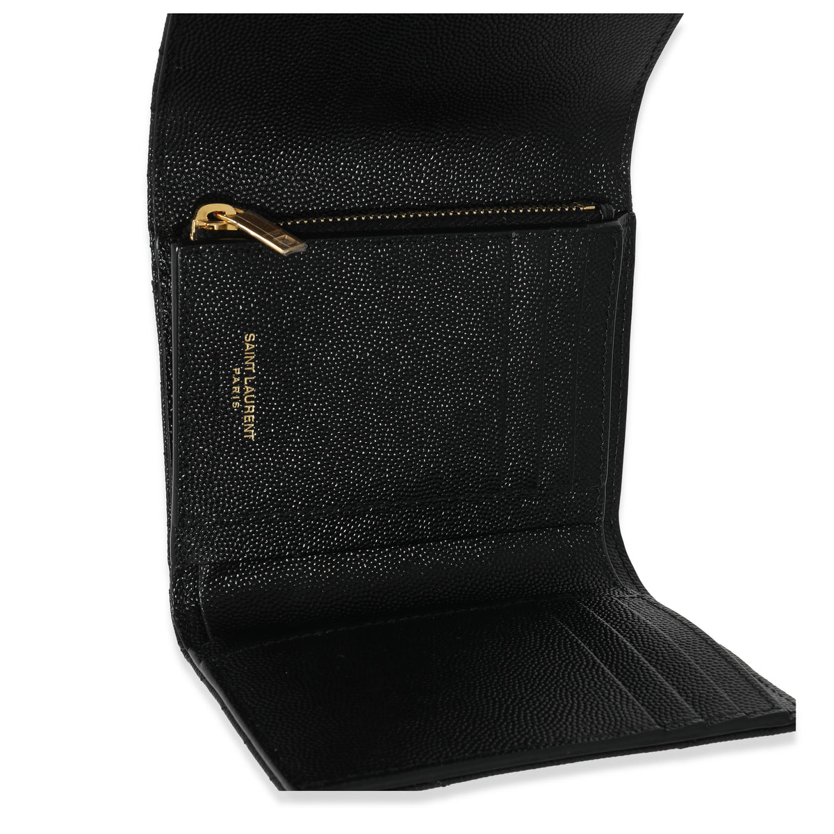 Shop Saint Laurent UPTOWN UPTOWN COMPACT WALLET IN GRAIN DE POUDRE