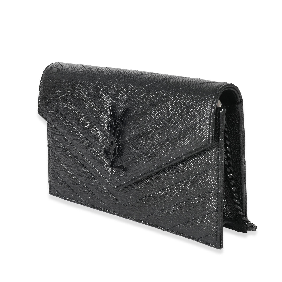 Yves Saint Laurent Cassandre Grain de Poudre Embossed Leather Chain Envelope