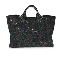 Chanel Black Leather Multicolor Sequin Large Deauville Tote