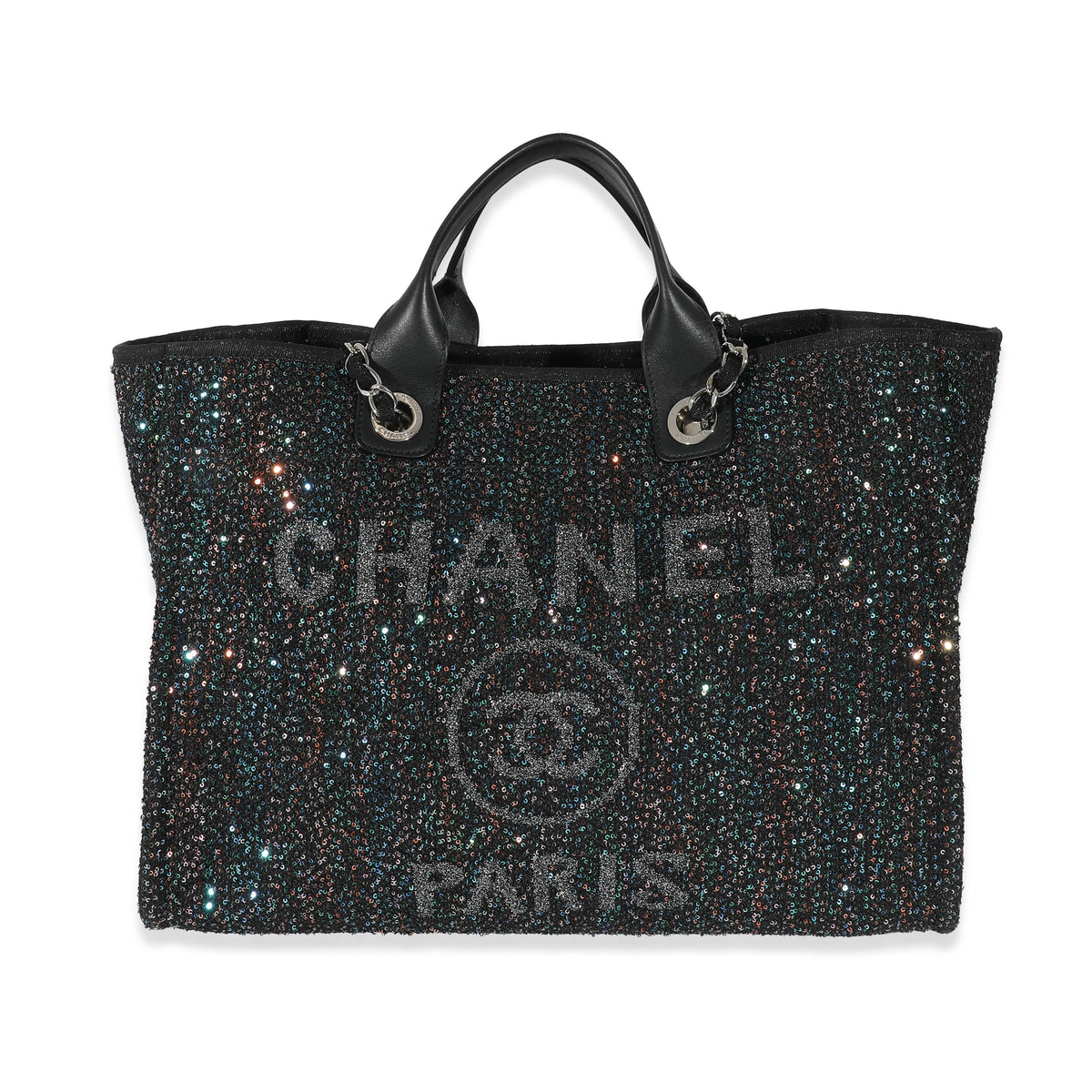 Black chanel deauville tote sale