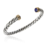 David Yurman Cable Cuff Bracelet With Lapis Lazuli, 6mm in 18K/SS