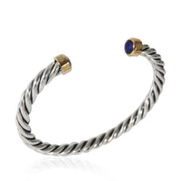 David Yurman Cable Cuff Bracelet With Lapis Lazuli, 6mm in 18K/SS