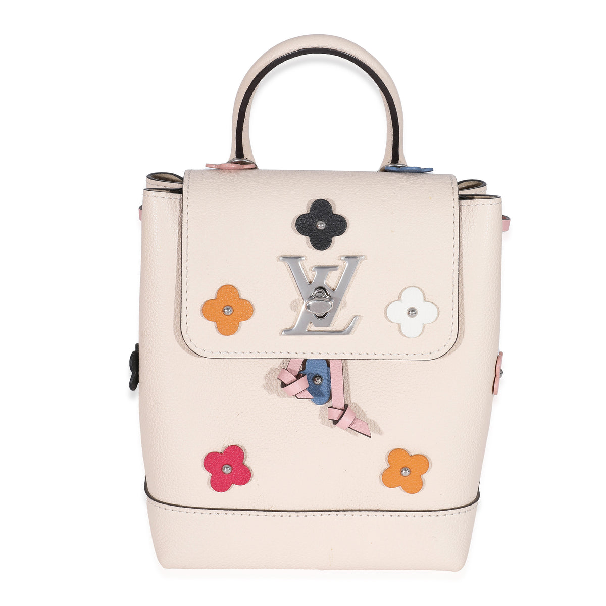 e louis vuitton lockme backpack Louis Vuitton Creme Calfskin Mechanical Flower Lockme Mini Backpack | myGemma