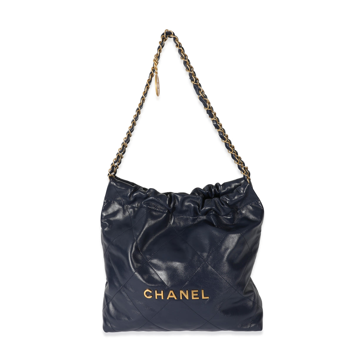 Chanel Bag, Navy Shiny Calfskin Quilted Chanel 22